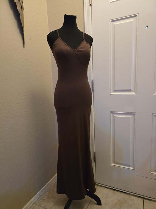 Wild Fable Dresses & Skirts - Wild Fable Women's Brown Ribbed Spaghetti Strap Bodycon Maxi Dress